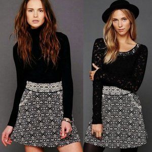 Free People Carpet Bag Black Jacquard Mini Skirt